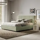 Cama de 160x200 cm con cabecero rectangular de microfibra fabricada en Italia - Brina Viadurini