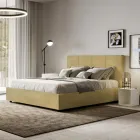 Cama de 160x200 cm con cabecero rectangular de microfibra fabricada en Italia - Brina Viadurini