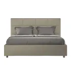 Cama de 160x200 cm con cabecero rectangular en piel sintética fabricada en Italia - Brina Viadurini