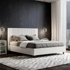 Cama de 160x200 cm con cabecero decorado con líneas verticales Fabricada en Italia - Pattini Viadurini