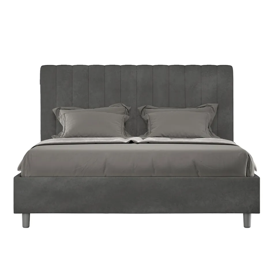 Cama de microfibra de 160 x 200 cm con líneas verticales simétricas. Fabricada en Italia - Glove. Viadurini