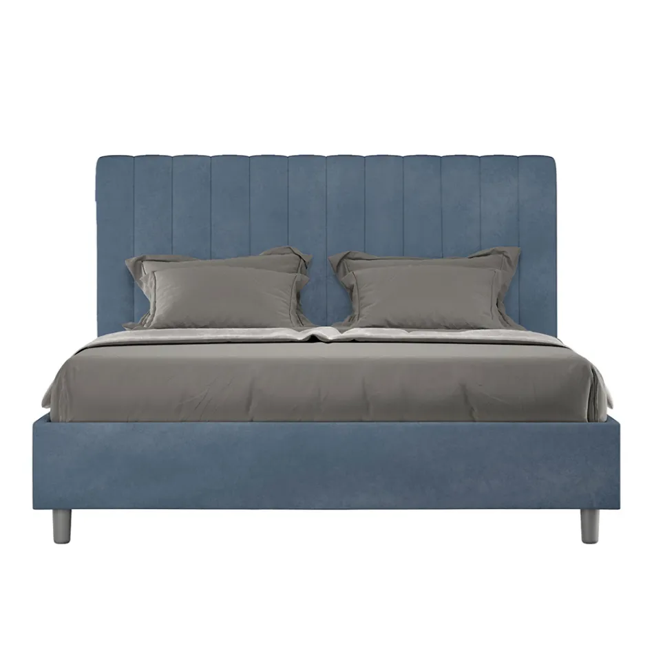 Cama de microfibra de 160 x 200 cm con líneas verticales simétricas. Fabricada en Italia - Glove. Viadurini