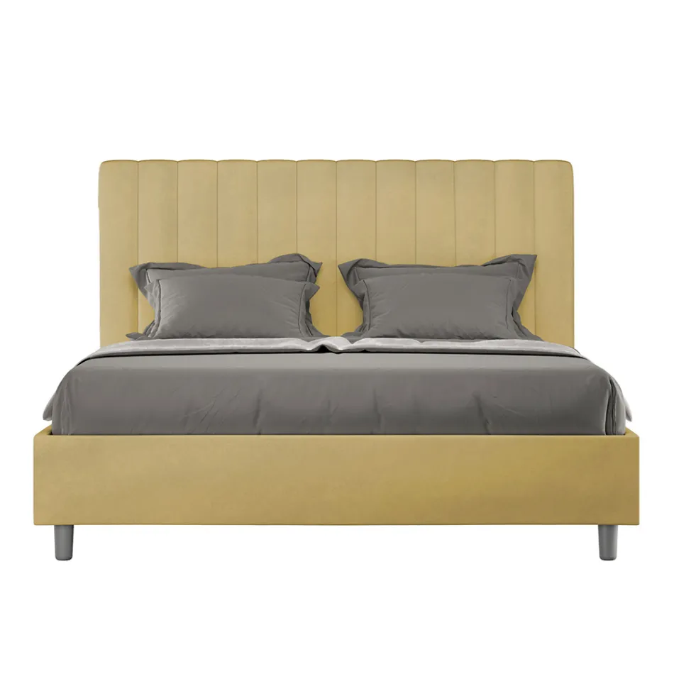 Cama de microfibra de 160 x 200 cm con líneas verticales simétricas. Fabricada en Italia - Glove. Viadurini