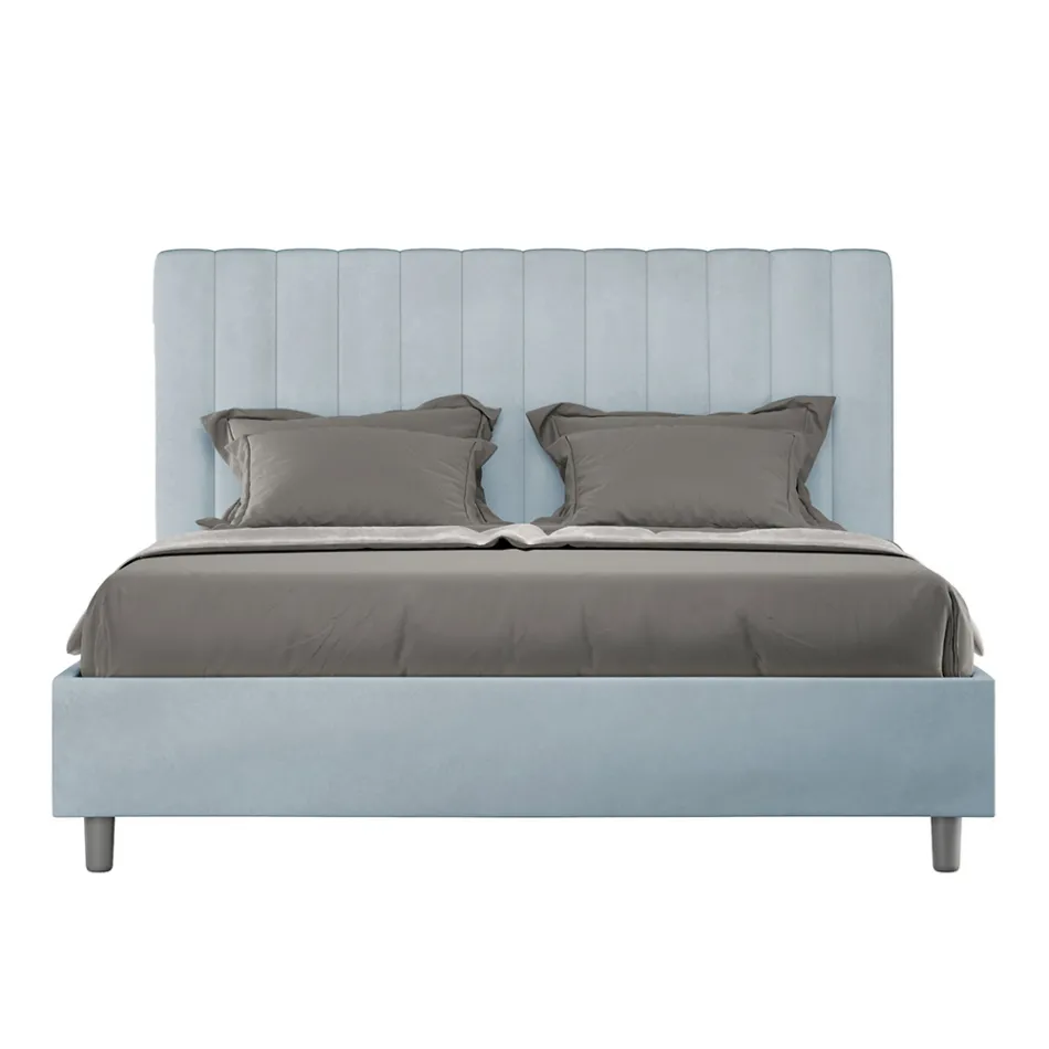 Cama de microfibra de 160 x 200 cm con líneas verticales simétricas. Fabricada en Italia - Glove. Viadurini