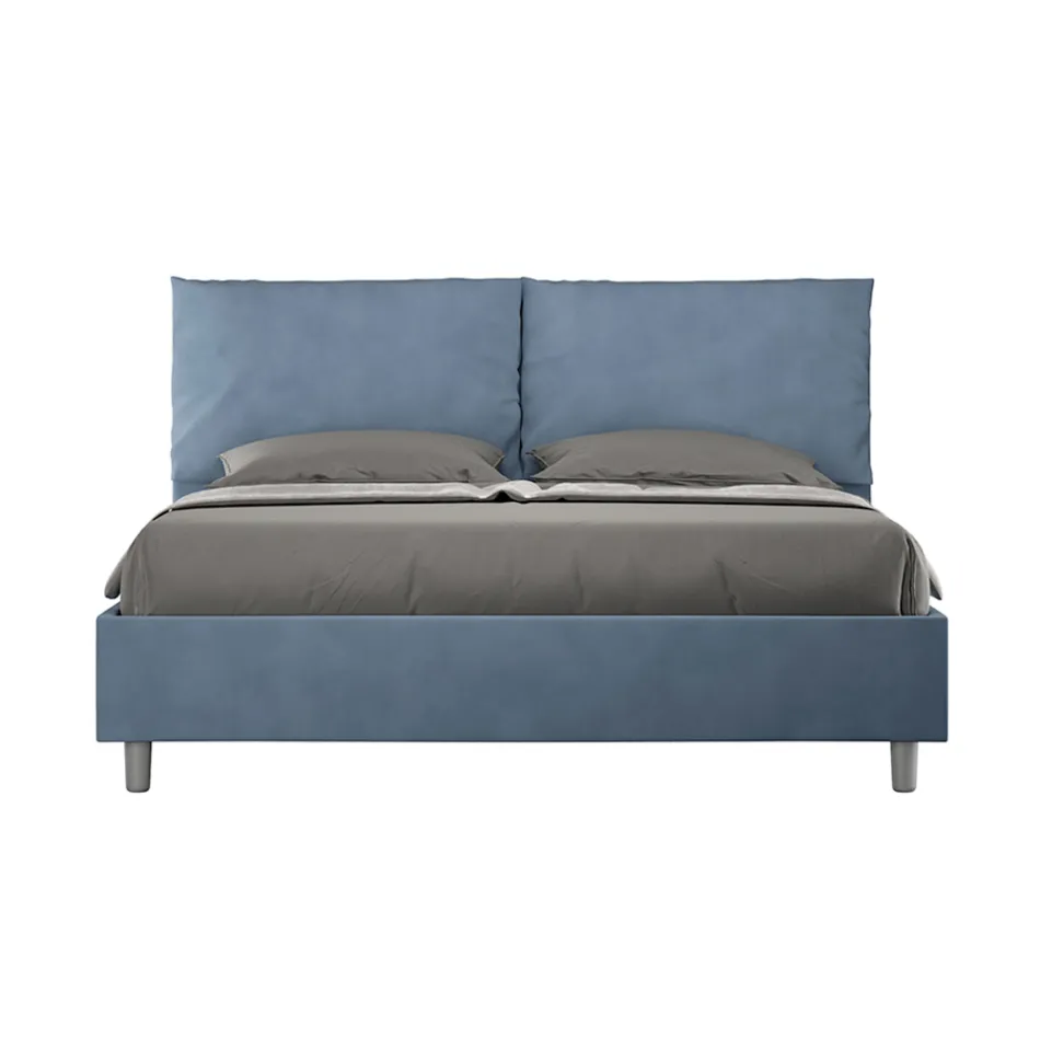 Cabecero de cama de 160 x 200 cm con cojines de microfibra fabricado en Italia - Juegos Olímpicos Viadurini