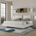 Cama de 180x200 cm con cabecero y cojines de piel sintética. Fabricada en Italia - Olimpiadi Viadurini