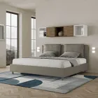 Cama de 180x200 cm con cabecero y cojines de piel sintética. Fabricada en Italia - Olimpiadi Viadurini