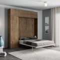 Cama Queen Size con compartimento abatible vertical, columna y unidad de pared - Magicompare