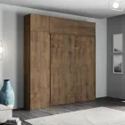 Cama Queen Size con compartimento abatible vertical, columna y unidad de pared - Magicompare Viadurini