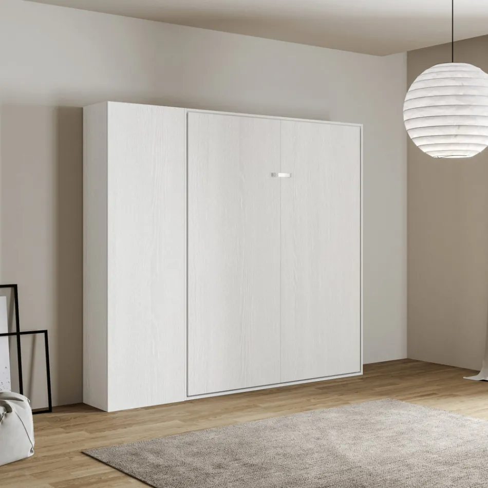 Cama Queen Size con cama plegable vertical y columna - Magicompare Viadurini