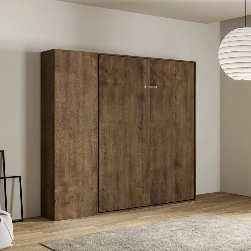 Cama Queen Size con cama plegable vertical y columna - Magicompare Viadurini