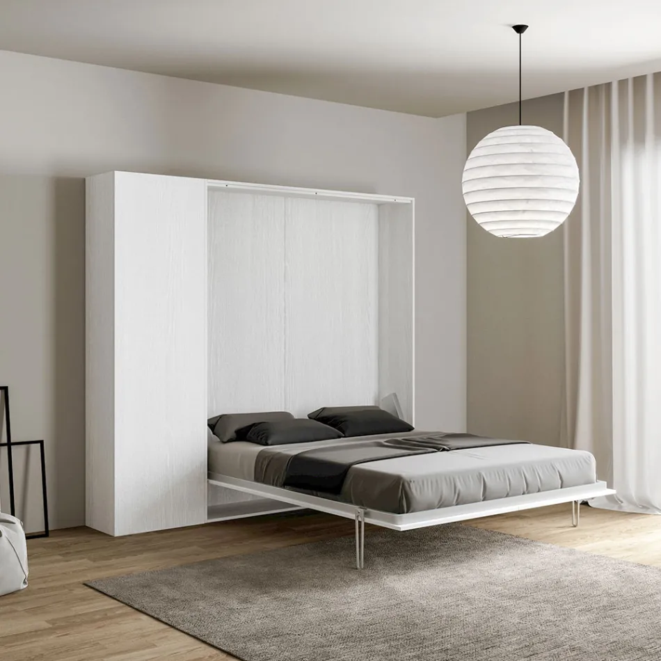 Cama Queen Size con cama plegable vertical y columna - Magicompare Viadurini