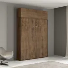 Cama Queen con compartimento abatible vertical y mueble de pared - Magicompare Viadurini