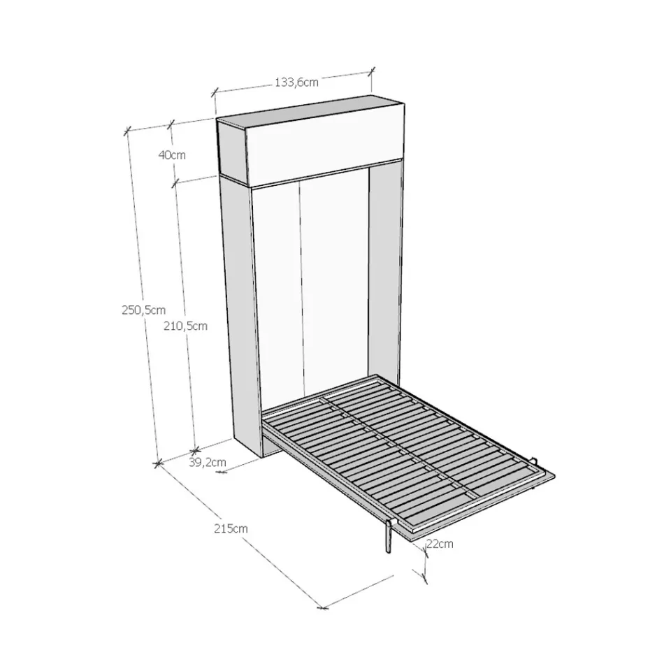 Cama Queen con compartimento abatible vertical y unidad de pared - Magicompare Viadurini