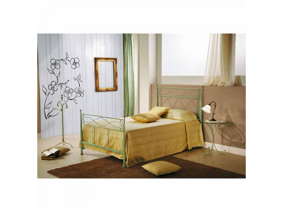 cama individual y una media de cobre Gabriella verde de hierro batido Viadurini