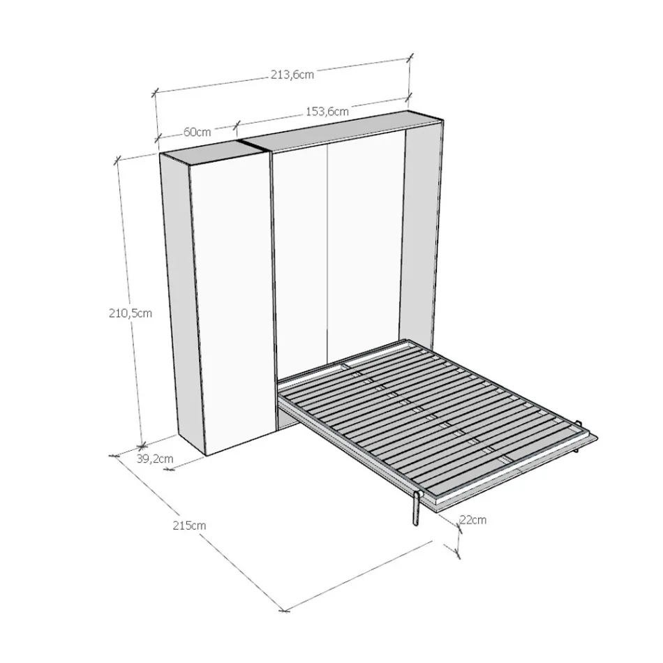 Cama francesa plegable vertical con columna - Magicompare Viadurini
