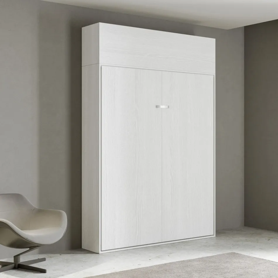 Cama francesa plegable vertical con mueble de pared - Magicompare Viadurini
