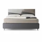 Cama con doble contenedor tapizado en piel sintética Made in Italy - Raggino Viadurini