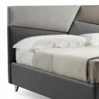 Cama con doble contenedor tapizado en piel sintética Made in Italy - Raggino Viadurini