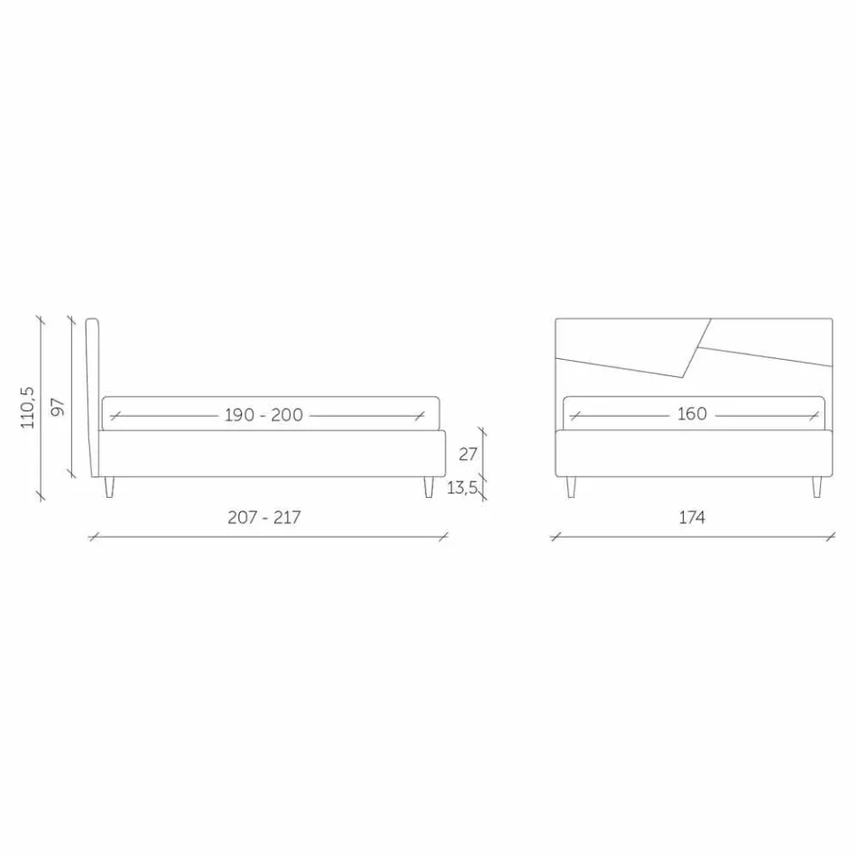 Cama con doble contenedor tapizado en piel sintética Made in Italy - Raggino Viadurini