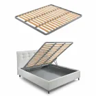 Cama con doble contenedor tapizado en piel sintética Made in Italy - Raggino Viadurini
