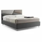 Cama con doble contenedor tapizado en piel sintética Made in Italy - Raggino Viadurini