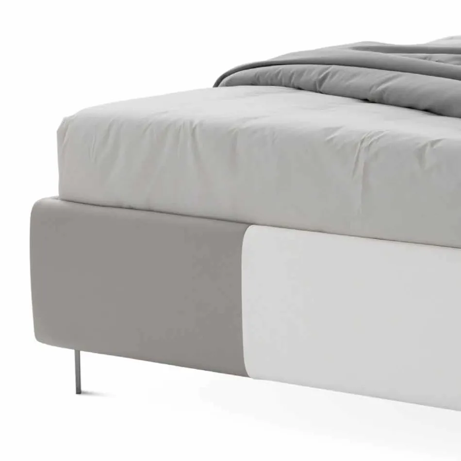 Cama con doble contenedor en cuero ecológico bicolor Made in Italy - Jasmine Viadurini