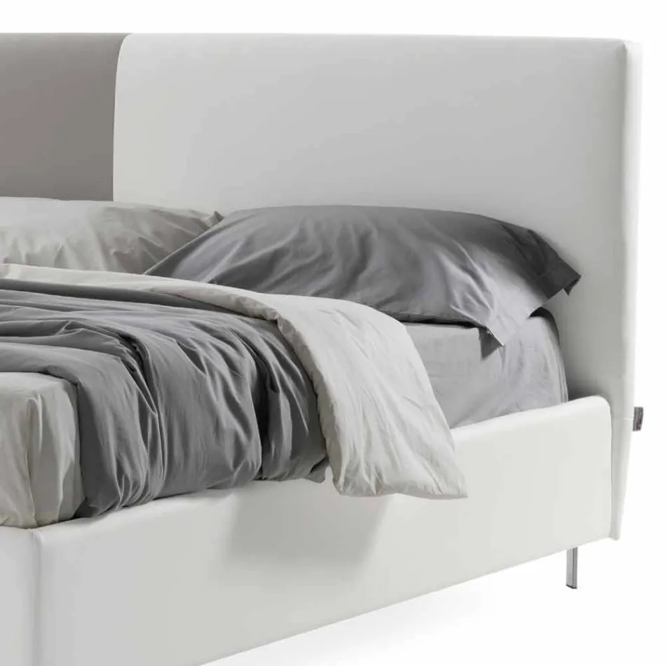 Cama con doble contenedor en cuero ecológico bicolor Made in Italy - Jasmine Viadurini