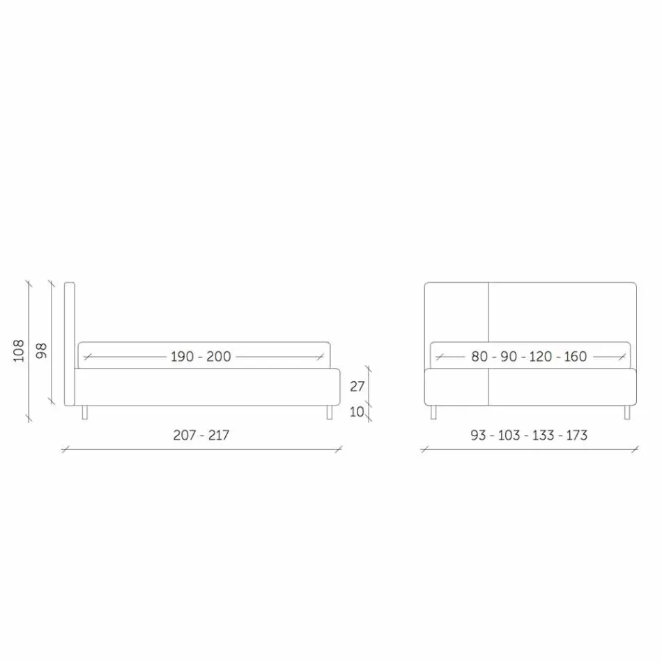 Cama con doble contenedor en cuero ecológico bicolor Made in Italy - Jasmine Viadurini