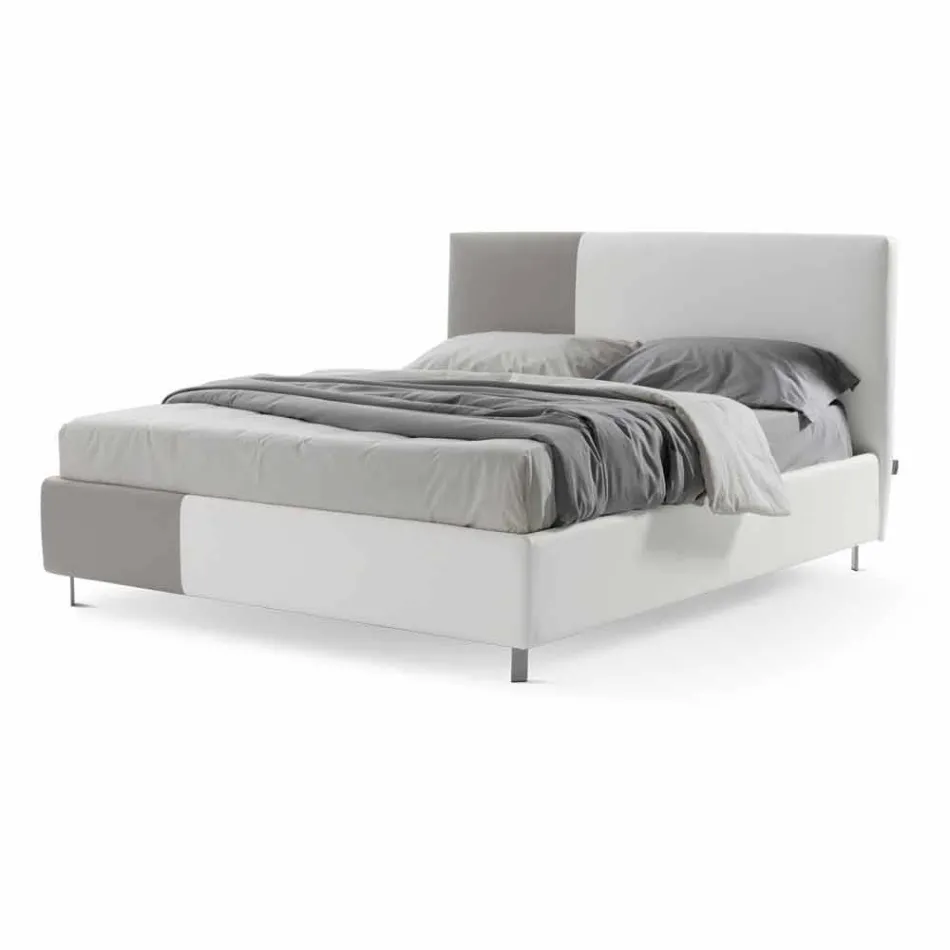 Cama con doble contenedor en cuero ecológico bicolor Made in Italy - Jasmine Viadurini