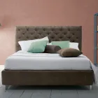 Cama doble tapizada con contenedor en tela o ecopiel Made in Italy - Euro Viadurini