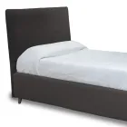 Cama individual con cabecero de tela Made in Italy - Fiuto Viadurini