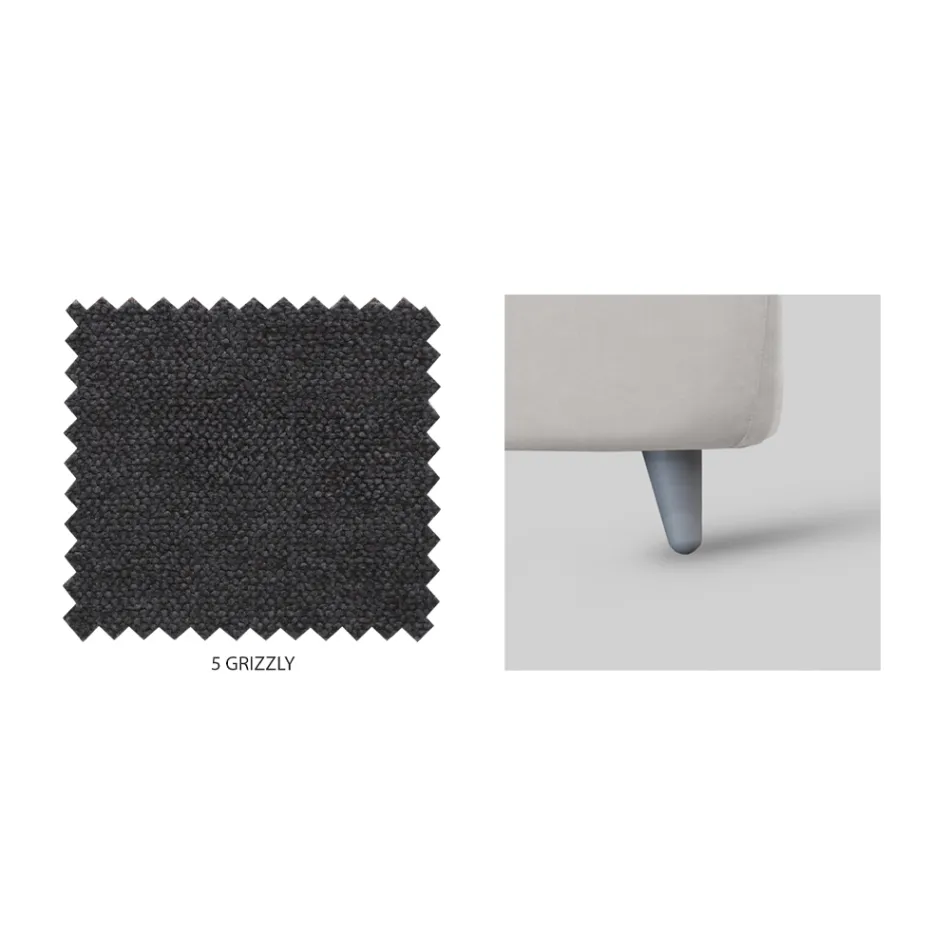 Cama individual con cabecero de tela Made in Italy - Fiuto Viadurini