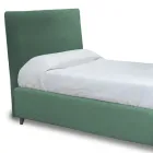 Cama individual con cabecero de tela Made in Italy - Fiuto Viadurini