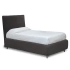 Cama individual con cabecero de tela Made in Italy - Fiuto Viadurini