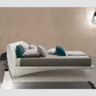 Cama doble tapizada en ecopiel o tela Made in Italy - Armonica Viadurini