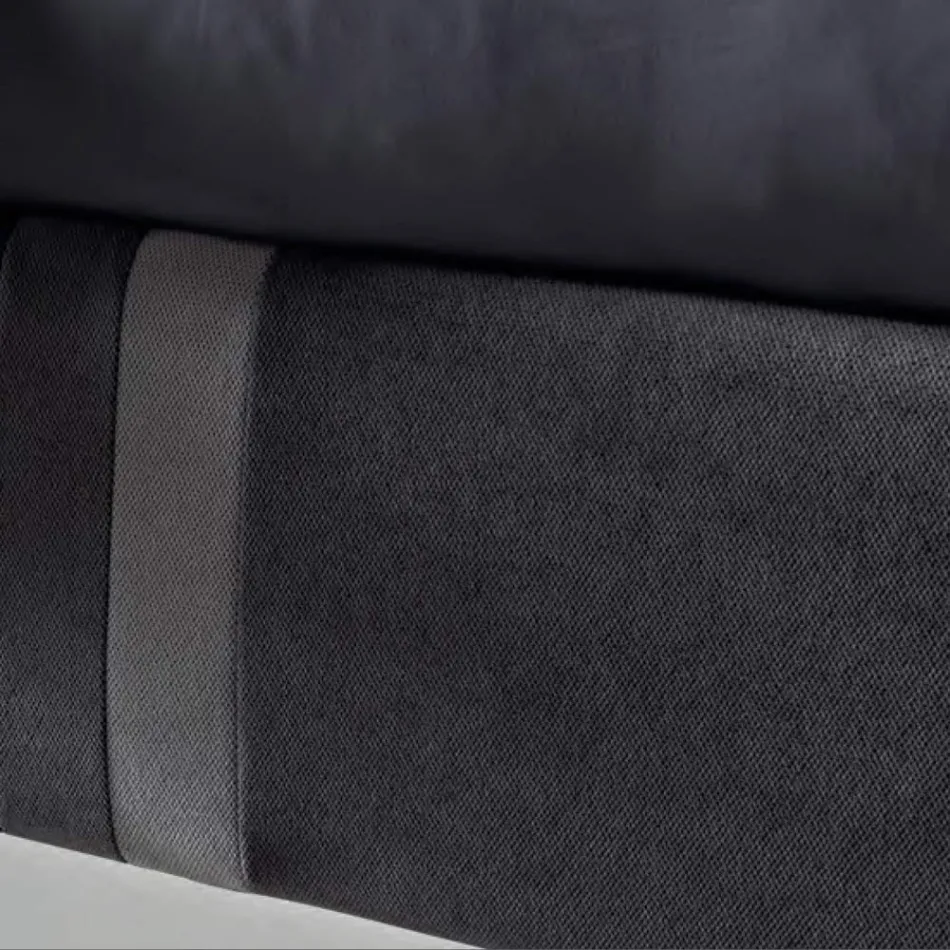 Cama de matrimonio 160x190 con 2 rayas verticales y paralelas bicolor - Paolo Viadurini