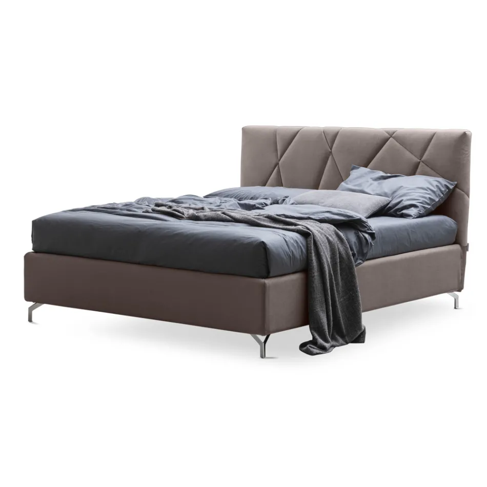 Cama de matrimonio 160x190 con acolchado geométrico - Ciottolino Viadurini