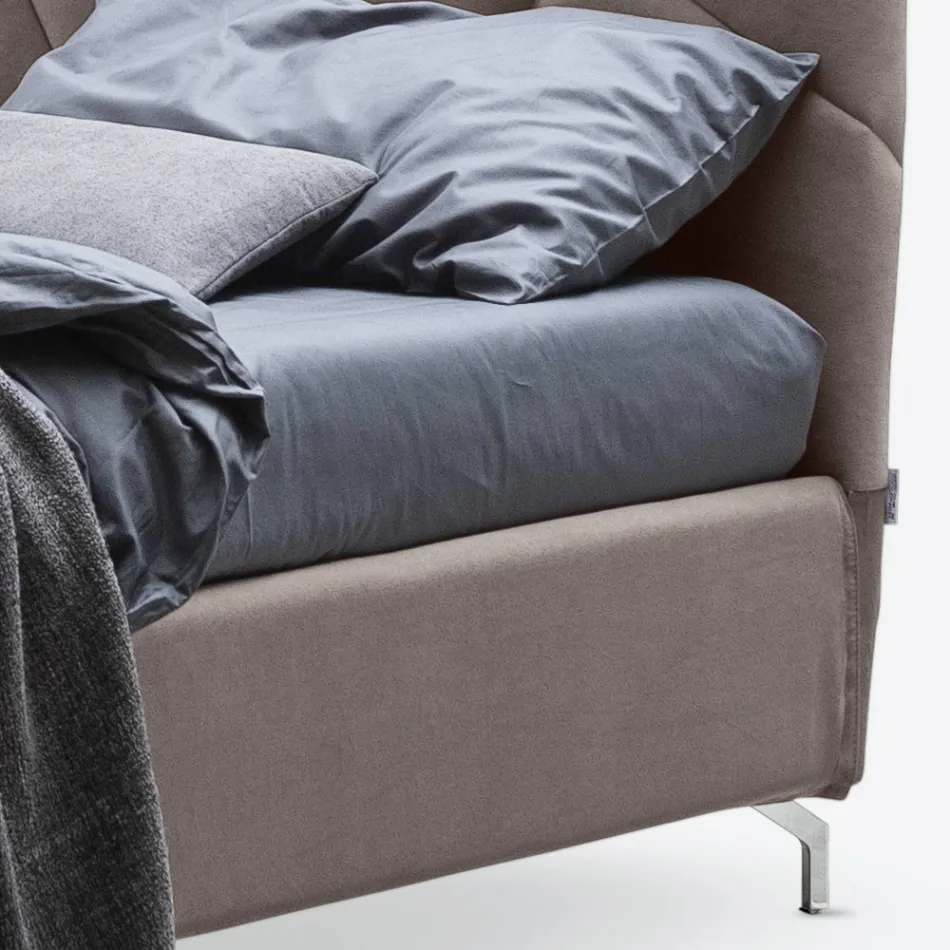 Cama de matrimonio 160x190 con acolchado geométrico - Ciottolino Viadurini