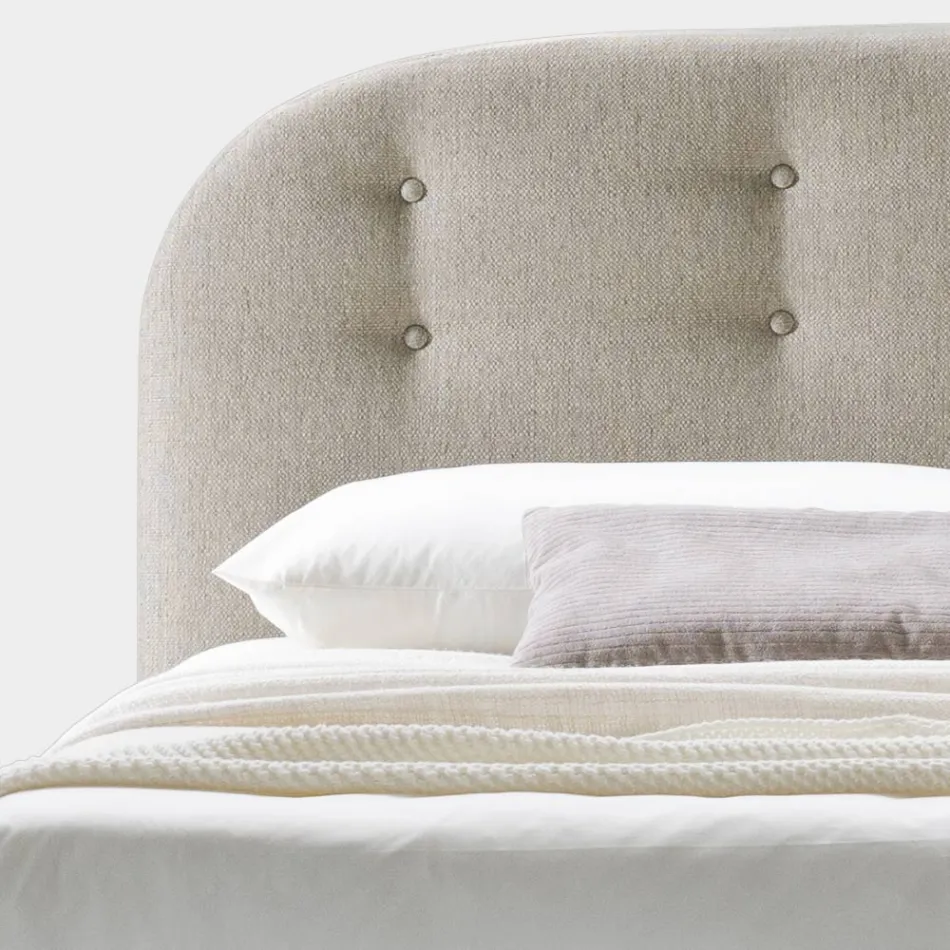 Cama de matrimonio 160x190 con líneas curvas y botones Made in Italy - Oriente Viadurini