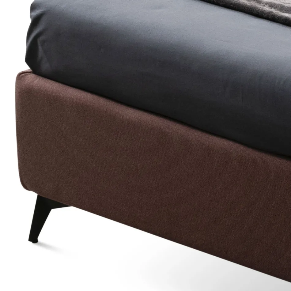 Cama de matrimonio 160x190 con líneas curvas y doble banda acolchada - Gioie Viadurini