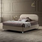 Cama de matrimonio 160x190 con cabecero de líneas curvas Made in Italy - Oriente Viadurini