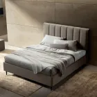 Cama de Matrimonio 160x190 con Acolchado con Bandas Verticales Anchas - Magan Viadurini