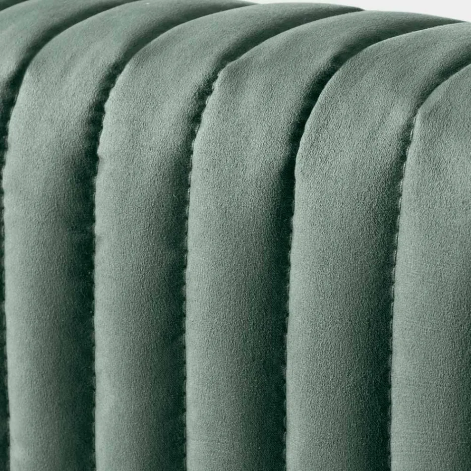 Cama doble de 160 x 190 con acolchado de banda estrecha de rayas múltiples - Meduse Viadurini