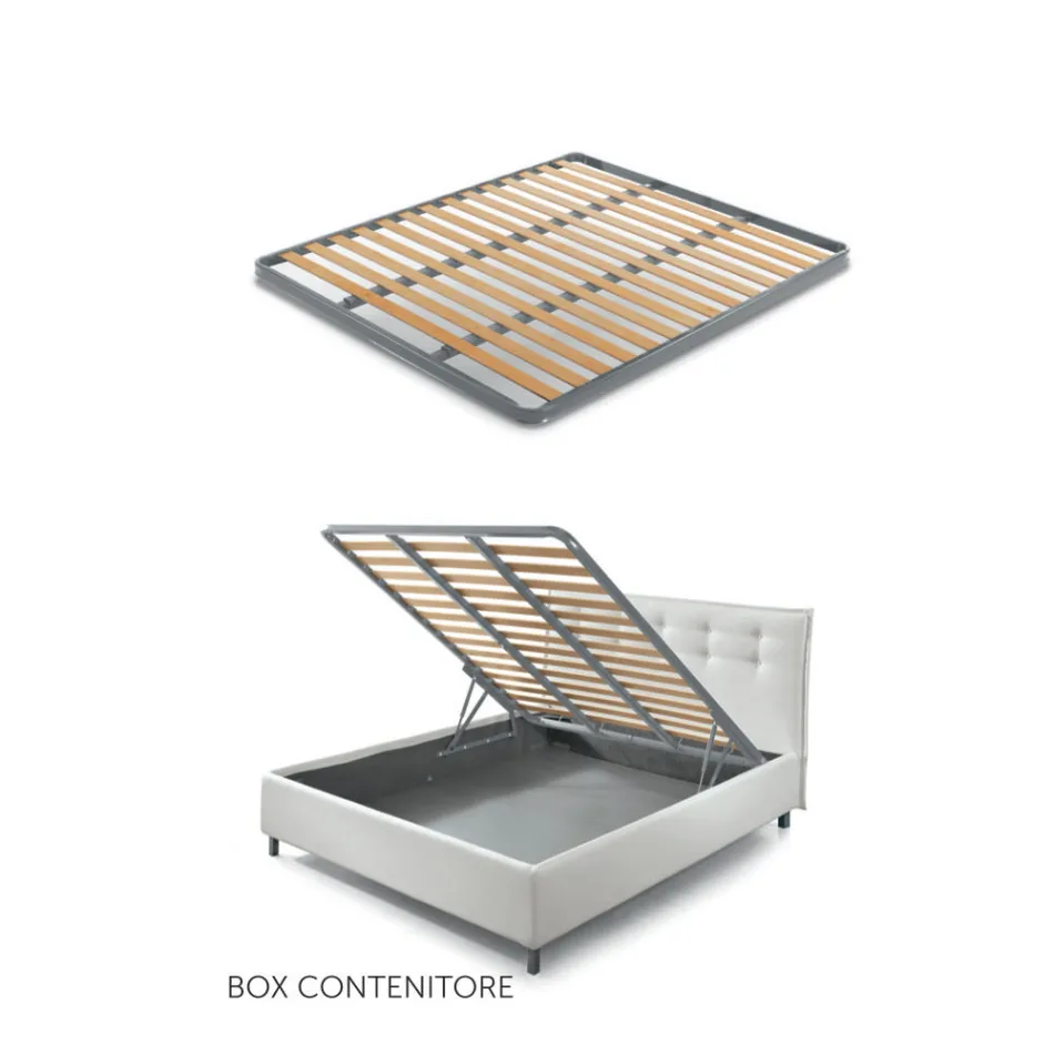 Cama de matrimonio 160x190 en tejido con patas de metal fabricada en Italia - Dreams Viadurini