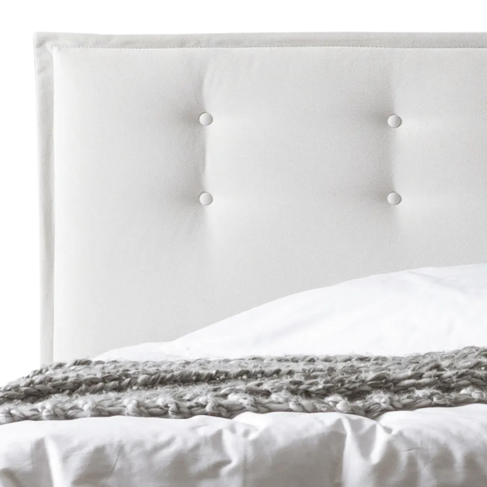 Cama de matrimonio 160x190 en tejido con cabecero con botones Made in Italy - Dreams Viadurini