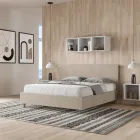 Cama doble 160x200 cm con cabecero de microfibra fabricada en Italia - Pallone Viadurini