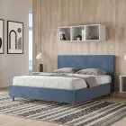 Cama doble 160x200 cm con cabecero de microfibra fabricada en Italia - Pallone Viadurini