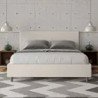 Cama doble de 160 x 200 cm con cabecero de piel sintética fabricada en Italia - Pallone Viadurini