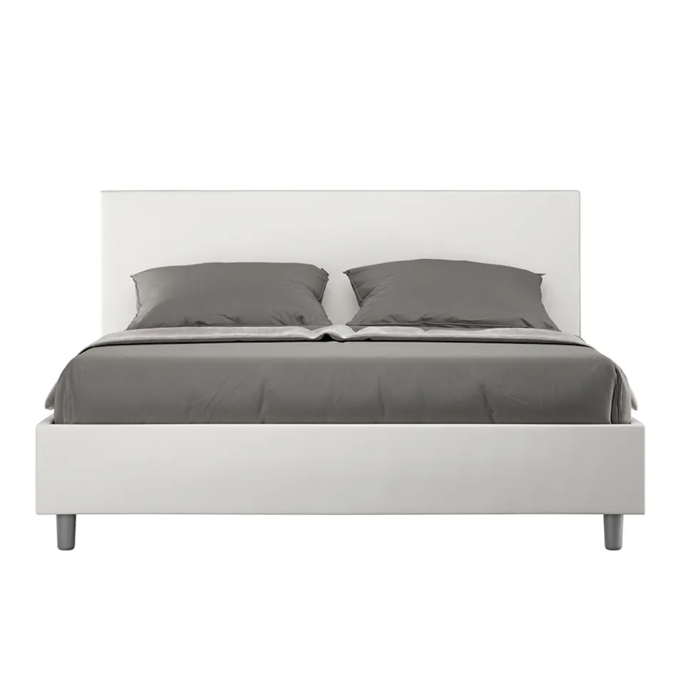 Cama doble de 160 x 200 cm con cabecero de piel sintética fabricada en Italia - Pallone Viadurini